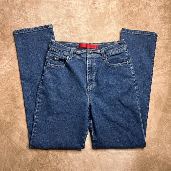 Vintage 90s Gloria Vanderbilt High Rise Jeans Swan Logo Boyfriend Blue Denim - Picture 8 of 9